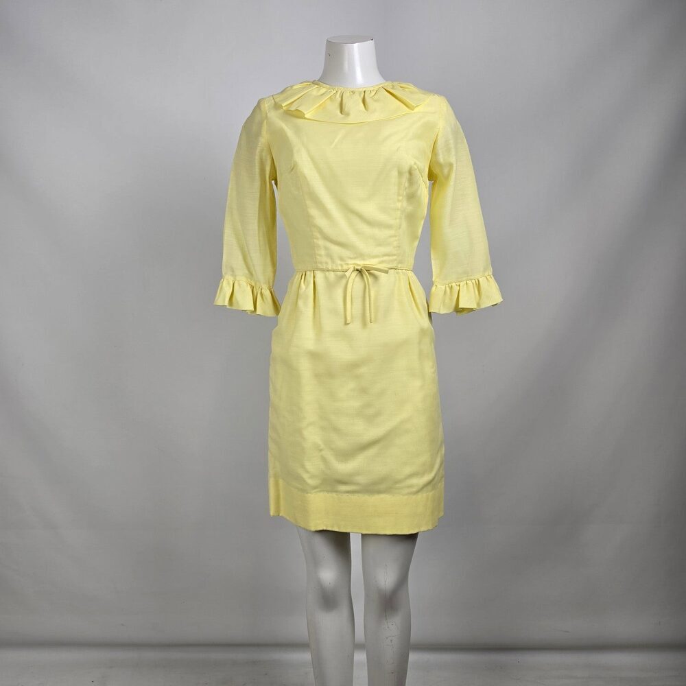 Vintage Yellow Flare Sleeve Mini Dress Size S